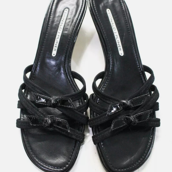 Donald BOW SLIDE ON SANDAL HEELS BLACK SIZE 8.5 M - Picture 2 of 5